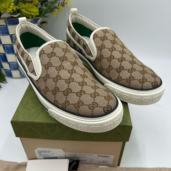 Men’s Gucci 1977 tennis low top slip on sneakers size 12.5 made in Italy - Picture 1 of 10